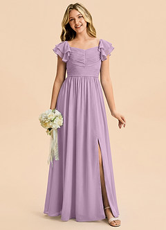 Azazie Anaya Junior Vestido Glicinia de Gasa de Corte en A con Escote corazón image4