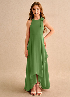 Azazie Boop Girls Formal Abiti da Ragazza di Fiori Abito A-Line in Chiffon Fiocco Basilico image3