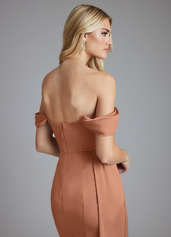 Azazie Amyra Bridesmaid Dresses Bronzer Mermaid Off the Shoulder Stretch Satin Convertible Dress image7