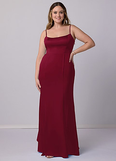 Barbie ♥ Azazie Bridesmaid Dresses Burgundy Mermaid Bow Stretch Satin Dress image9