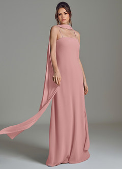 Azazie Ilana Abiti da Damigella Abito A-Line in Chiffon Senza Spalline Rosa Polverosa image7