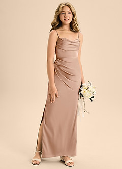 Azazie Mai Junior English Rose A-Line Sweetheart Neckline Stretch Satin Dress image3