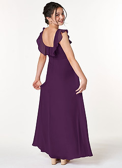 Azazie Jinny Junior Grape A-Line Ruched Chiffon Dress image2