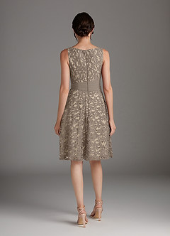 Azazie Beth Mother of the Bride Dresses Taupe Champagne A-Line Scoop Sequins Chiffon Dress image7