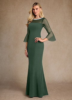 Azazie Bellevie Mother of the Bride Dresses Eucalyptus Sheath Beaded Stretch Crepe Dress image2