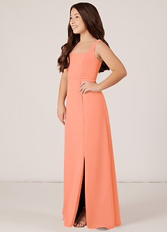Azazie Renee Junior A-Linie Seitliche Cut-Outs Chiffon Kleid Sonnenuntergang image3