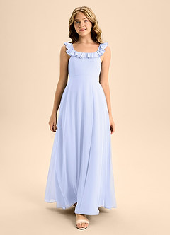 Azazie Callie Junior Abito A-Line in Chiffon Increspato Lavanda image4