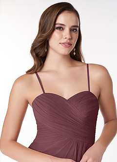 Azazie Arabella Allure Bridesmaid Dresses Sangria A-Line Sweetheart Neckline Chiffon Convertible Dress image6
