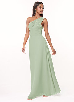 Azazie Ashley Bridesmaid Dresses Dusty Sage A-Line Ruched Chiffon Dress image4