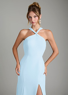 Azazie Rue Bridesmaid Dresses Sky Blue A-Line Halter Chiffon Dress image3