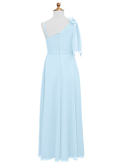 Azazie Aidy Junior Abito A-Line in Chiffon Fiocco Azzurro image6