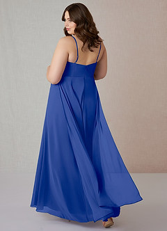 Azazie Emerald Bridesmaid Dresses Royal Blue A-Line Ruffled Chiffon Dress image8