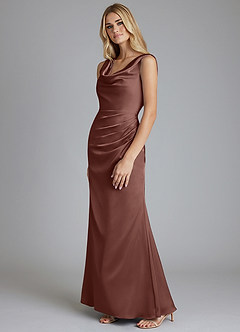 Azazie Tallie Finale sale Jurk van Stretch Satijn met Zeemeermin Geplooid Dusty Sage image2