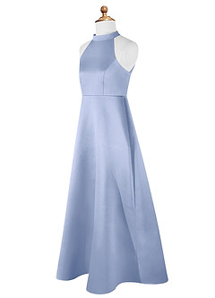 Azazie Laurel Junior Robe Trapèze en Mat Satiné Eis image8