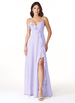 Azazie Tarni Bridesmaid Dresses Lilac A-Line Chiffon Dress image1