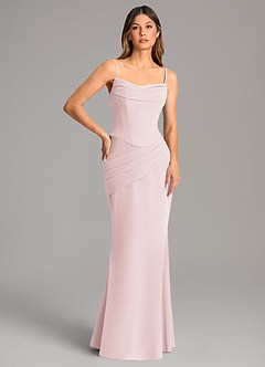Azazie Sorrel Bridesmaid Dresses Blushing Pink Mermaid Corset Chiffon Dress image2