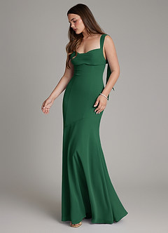 Azazie Carlotta Bridesmaid Dresses Dark Green Mermaid Sweetheart Neckline Chiffon Dress image6