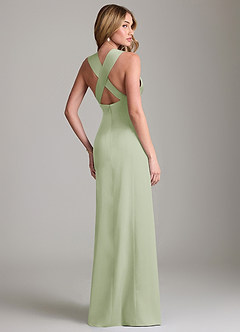 Azazie Cemion Probar vestidos en casa Vestido de Salvia Polvorienta de Satén Elástico de Corte en A image3