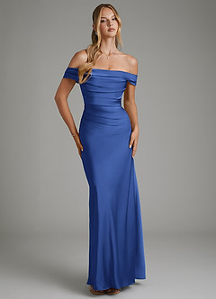 Azazie Hayden Bridesmaid Dresses Royal Blue Mermaid Corset Stretch Satin Dress image1