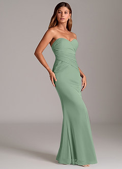 Azazie Katelyn Final Sale Matcha Sheath Strapless Mesh Convertible Dress image4