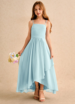 Azazie Twilight Dance Girls Formal Abiti da Ragazza di Fiori Abito A-Line in Chiffon Plissettato Sea Glass image4