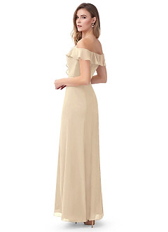 Azazie Sophie Bridesmaid Dresses A-Line Off the Shoulder Chiffon Floor-Length Dress image3