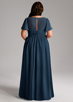 Azazie Verna Maternity Bridesmaid Dresses A-Line V-Neck Ruched Chiffon Floor-Length Dress image12