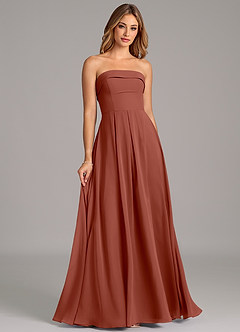 Azazie Lucienne Bridesmaid Dresses Auburn A-Line Strapless Chiffon Convertible Dress image3