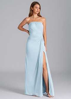 Azazie Mariya Bridesmaid Dresses Sky Blue Mermaid Strapless Mesh Dress image1