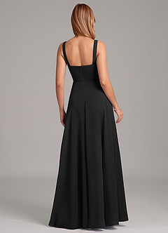Azazie Shaude Bridesmaid Dresses Black A-Line Pleated Chiffon Dress image2