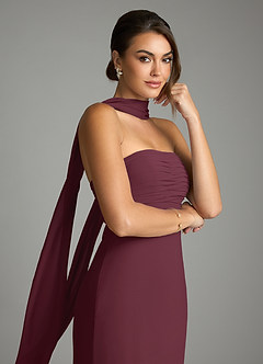 Azazie Saylor Vestidos de damas de honor Vestido de Cabernet de Gasa de Corte Sirena con Sin tirantes image2