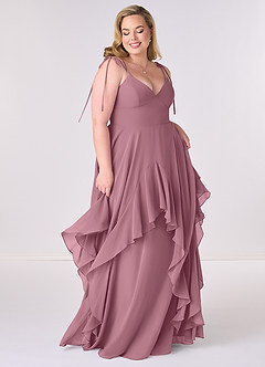 Barbie ♥ Azazie Brautjungfernkleider A-Linie Schleifen Chiffon Kleid Vintage Mauve image6