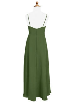 Azazie Naeem Junior A-Linie Gestreift Chiffon Kleid Olivgrün image5