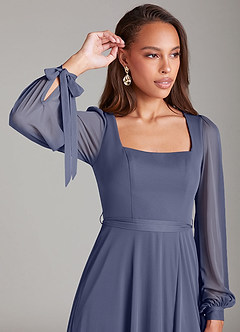 Azazie Leonia Bridesmaid Dresses Stormy A-Line Long Sleeve Mesh Dress image5