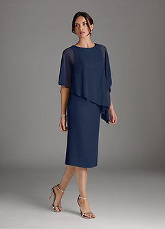 Azazie Sparrow Mère de la mariée Robes Robe Fourreau en Mousseline de soie Paillettes Bleu Marine Foncé image2