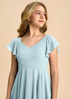Azazie Caria Junior Mist A-Line Pleated Chiffon Dress image4