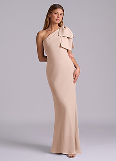 Azazie Yuanna Bridesmaid Dresses English Rose Mermaid One Shoulder Chiffon Dress image3