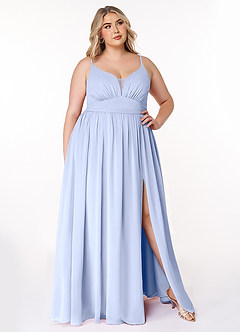 Azazie Rayna Brautjungfernkleider A-Linie V-Hals Gefaltet Chiffon Kleid Eis image7