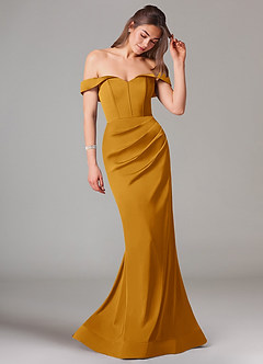 Azazie Everly Vestidos de damas de honor Vestido de Caramelo de Satén Elástico de Corte Sirena Convertible con Vestidos sin tirantes image6