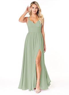 Azazie Chanel Bridesmaid Dresses Dusty Sage A-Line Pleated Chiffon Dress image1