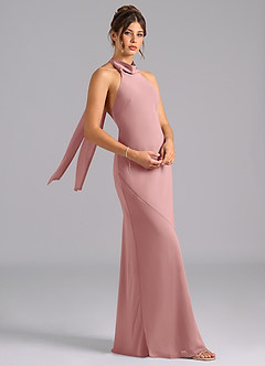 Azazie Velli Bridesmaid Dresses Dusty Rose Mermaid Bow Chiffon Dress image3