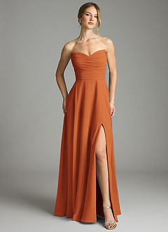 Azazie Ayla Abiti da Damigella Abito A-Line in Chiffon Scollo a Cuore Cannella image5