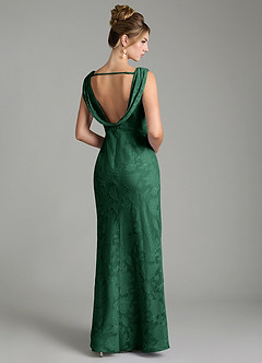 Azazie Kieryn Bridesmaid Dresses Dark Green Mermaid Pleated Floral Burnout Dress image12