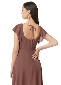 Azazie Bondi Bridesmaid Dresses Espresso A-Line Ruched Chiffon Dress image5