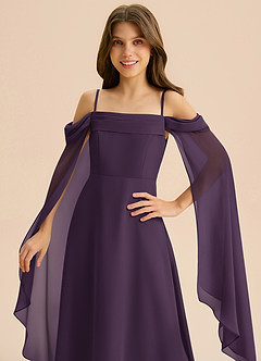 Azazie Moana Junior Linia A Pofałdowany Szyfon Długość podłogi Młodsza druhna Sukienka image7