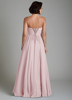 Azazie Petra Bridesmaid Dresses Blushing Pink A-Line Corset Chiffon Dress image2