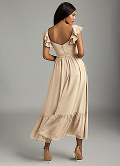 Azazie Anaya Bridesmaid Dresses Champagne A-Line Pleated Chiffon Dress image5