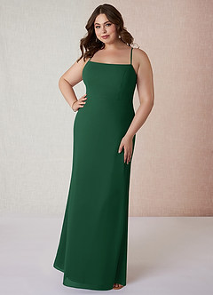 Azazie Tayla Final Sale Dark Green Sheath Chiffon Dress image6