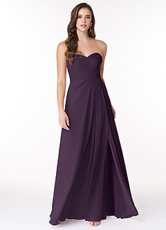 Azazie Arabella Allure Vestidos de damas de honor Vestido de Ciruela de Gasa de Corte en A Convertible con Escote de Corazón image12