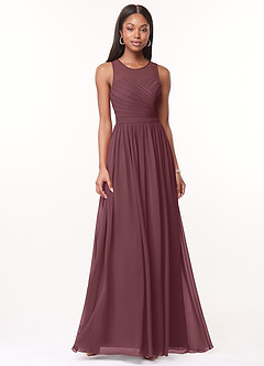 Azazie Nina Bridesmaid Dresses Sangria A-Line Pleated Chiffon Dress image1